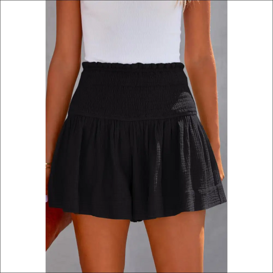 Chic Smocked Waistband Shorts - Black / m - on Sale Worldwide Shipping
