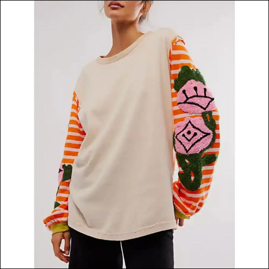 Chic Sneak Peeks: Striped Round Neck Long Sleeve for Outrageous Comfort! 😂👚 - Sweatshirts & Hoodies on Sale Worldwide Shipping