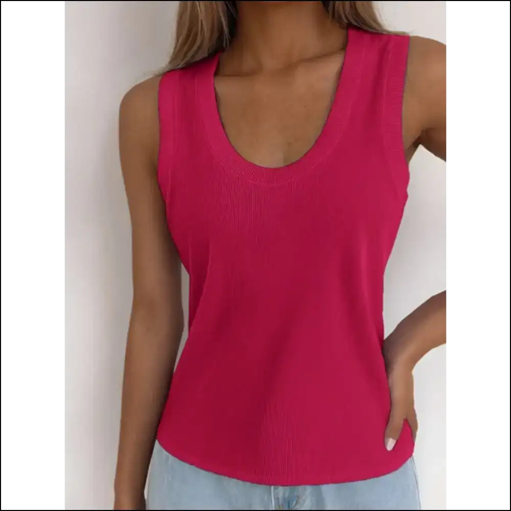 Chic Solid Scoop Neck Tank Top - Fiery Red / Xl - Tops on Sale Worldwide Shipping