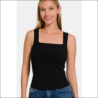 Chic Square Neck Cropped Tank Top - Tops on Sale Worldwide Shipping