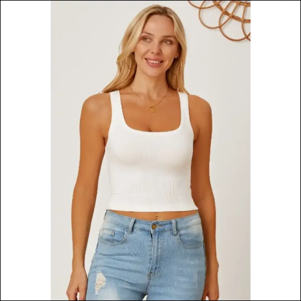 Chic Square Neck Wide Strap Tank - White / Xs - Tops on Sale Worldwide Shipping