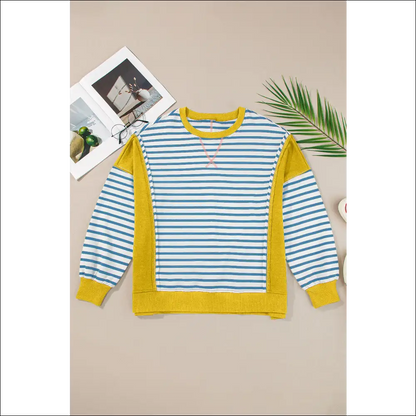 Chic Striped Round Neck Long Sleeve Sweatshirt - Sweatshirts & Hoodies on Sale Worldwide Shipping