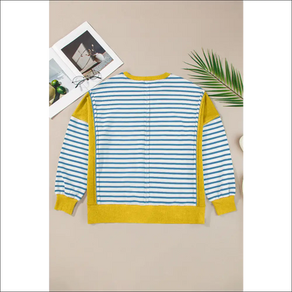 Chic Striped Round Neck Long Sleeve Sweatshirt - Sweatshirts & Hoodies on Sale Worldwide Shipping