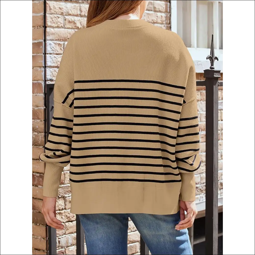 Chic Striped Round Neck Long Sleeve Sweatshirt - Sweatshirts & Hoodies on Sale Worldwide Shipping