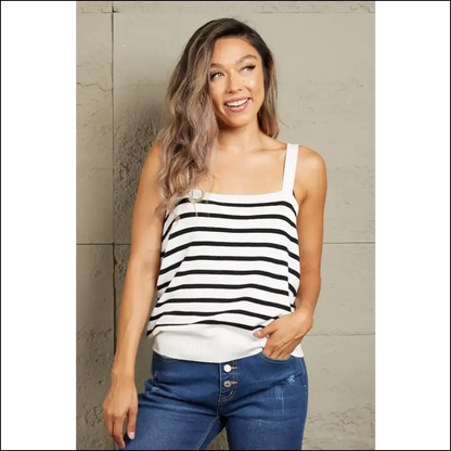 Chic Striped Straight Neck Cami - Stripe / Xl - Tank Tops on Sale Worldwide Shipping
