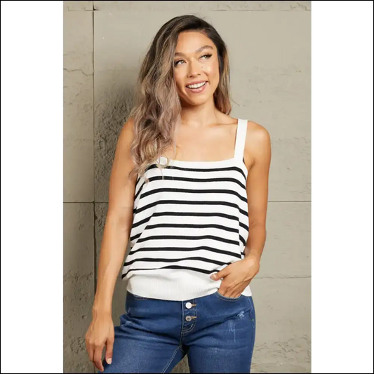Chic Striped Straight Neck Cami - Stripe / Xl - Tank Tops on Sale Worldwide Shipping