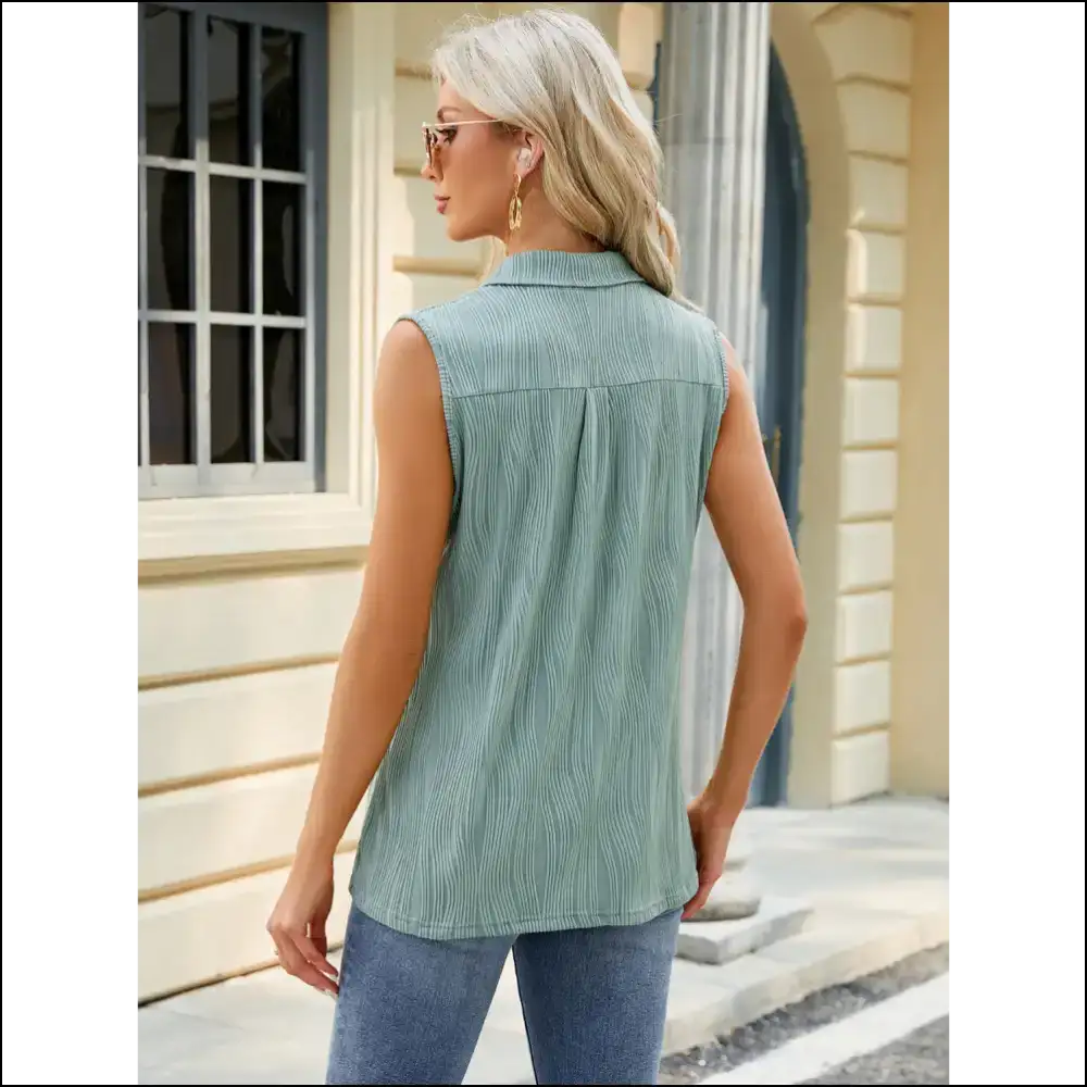 Chic Textured Johnny Collar Tank - Tops on Sale Worldwide Shipping