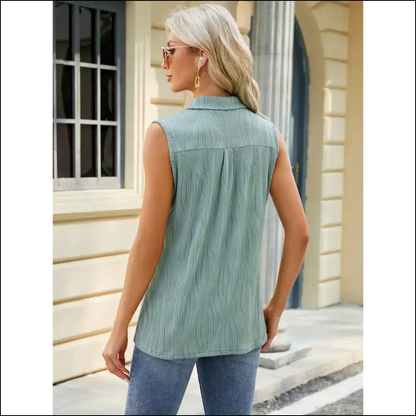 Chic Textured Johnny Collar Tank - Tops on Sale Worldwide Shipping
