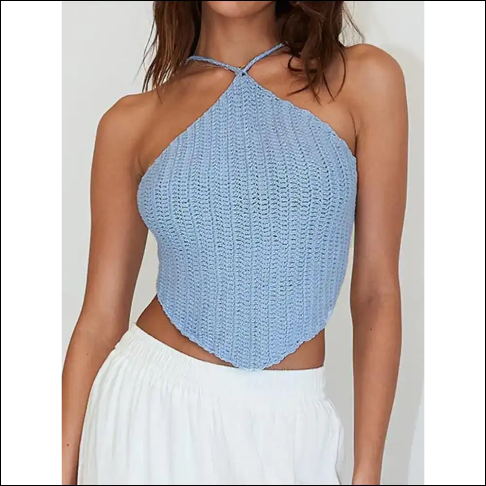 Chic Tie Back Sleeveless Tank Top - Light Blue / s - Tops on Sale Worldwide Shipping