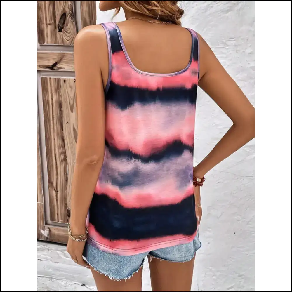 Chic Tie-dye Scoop Neck Tank - Tops on Sale Worldwide Shipping