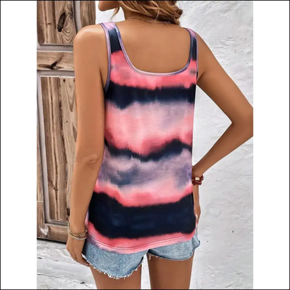 Chic Tie-dye Scoop Neck Tank - Tops on Sale Worldwide Shipping
