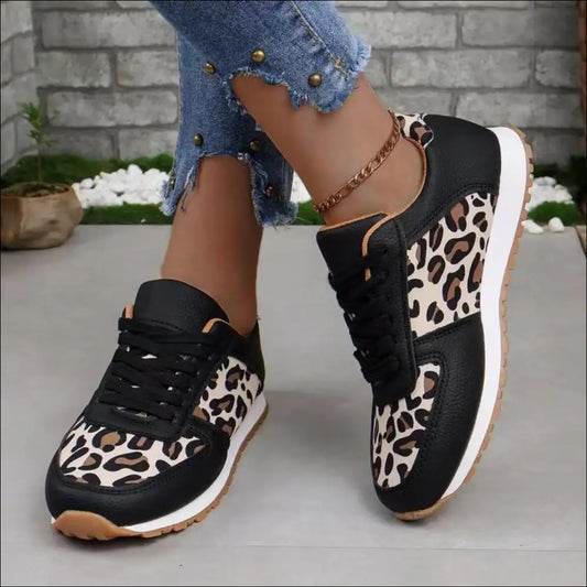 Chic Tied Printed Pu Leather Flats for Trendy Women - Black / 36(us5) - Athletic Shoes on Sale Worldwide Shipping