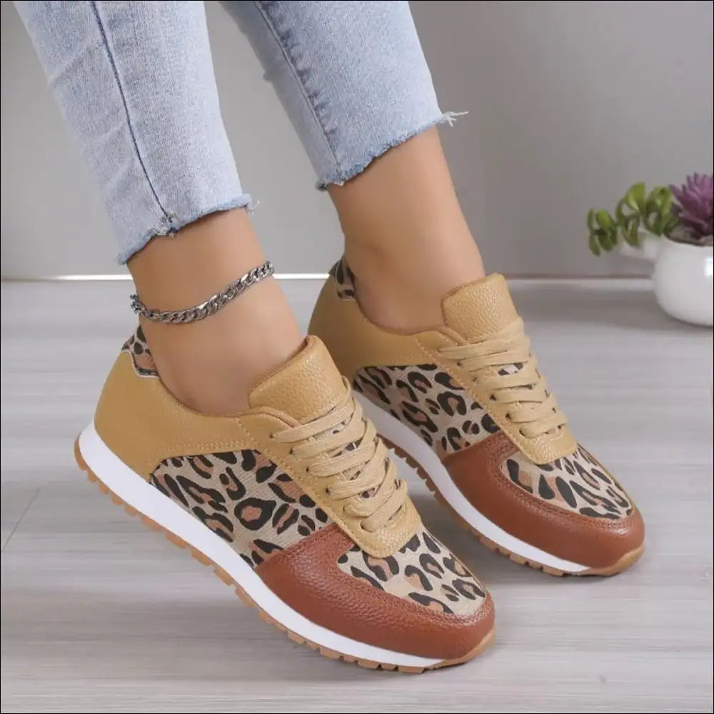 Chic Tied Printed Pu Leather Flats for Trendy Women - Khaki / 36(us5) - Athletic Shoes on Sale Worldwide Shipping