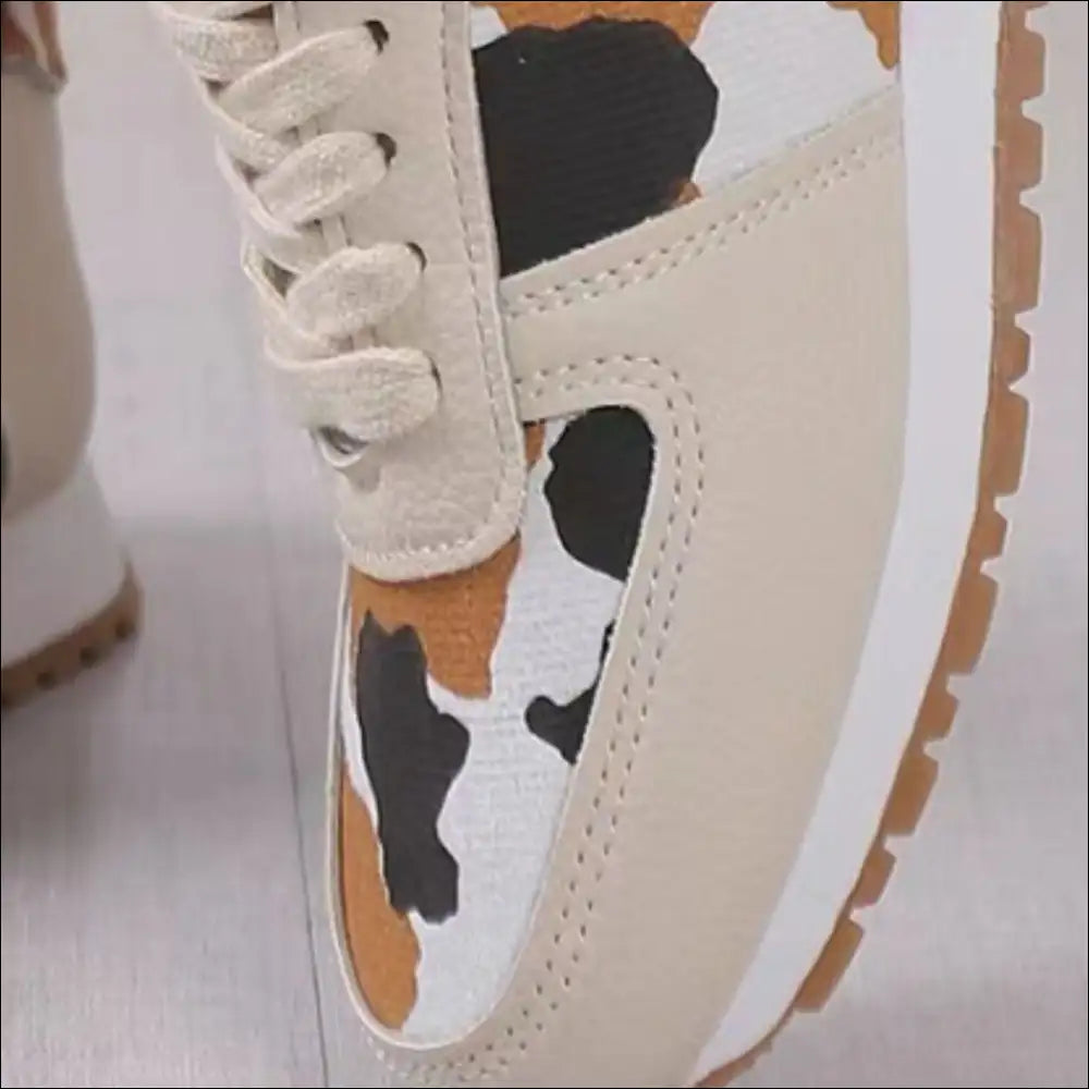 Chic Tied Printed Pu Leather Flats for Trendy Women - Athletic Shoes on Sale Worldwide Shipping