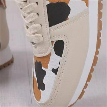 Chic Tied Printed Pu Leather Flats for Trendy Women - Athletic Shoes on Sale Worldwide Shipping