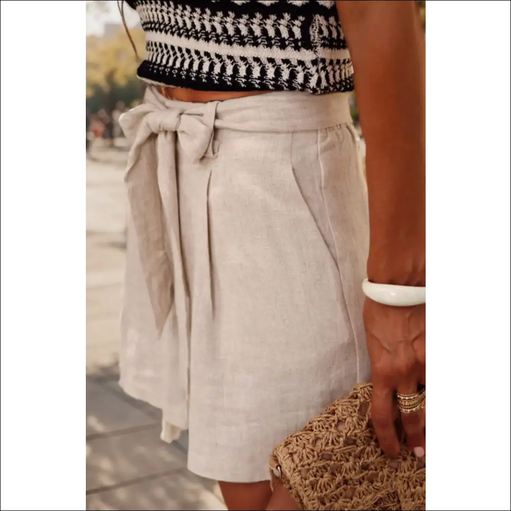 Chic Tied Shorts with Pockets - on Sale Worldwide Shipping