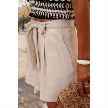 Chic Tied Shorts with Pockets - on Sale Worldwide Shipping