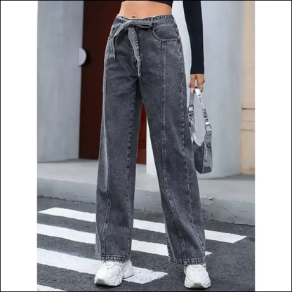 Chic Tied Straight Leg Jeans: Comfort so Good You’ll Need Therapy 😜 - Jeans on Sale Worldwide Shipping