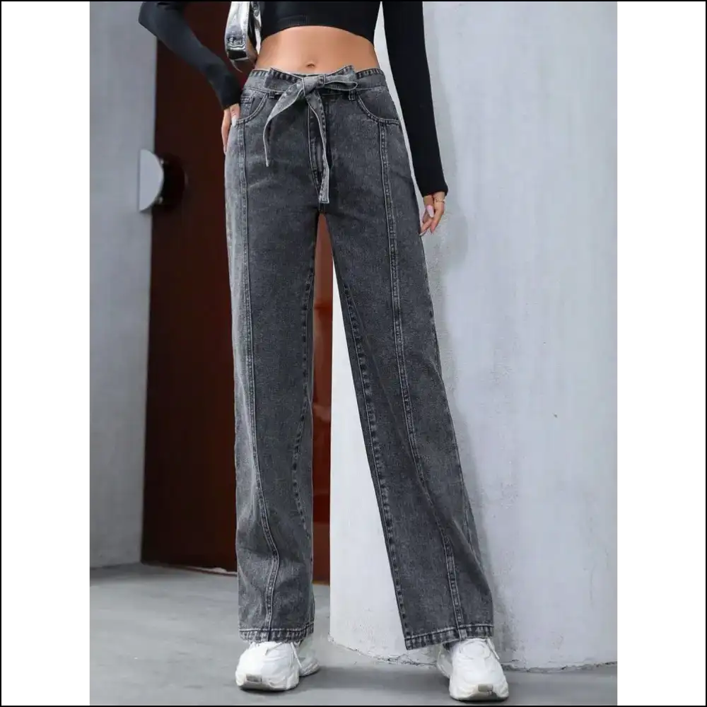 Chic Tied Straight Leg Jeans: Comfort so Good You’ll Need Therapy 😜 - Jeans on Sale Worldwide Shipping