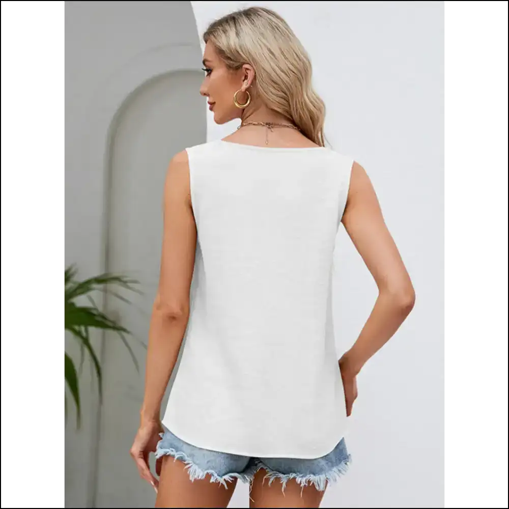 Chic V-neck Wide Strap Tank – Effortless Elegance - Tops on Sale Worldwide Shipping