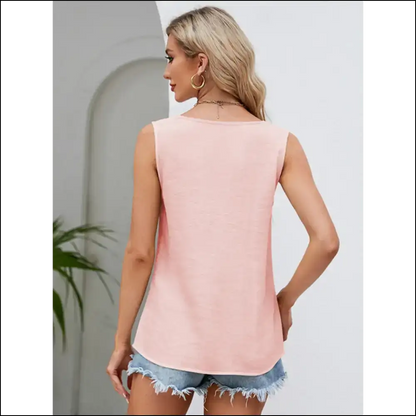 Chic V-neck Wide Strap Tank – Effortless Elegance - Tops on Sale Worldwide Shipping