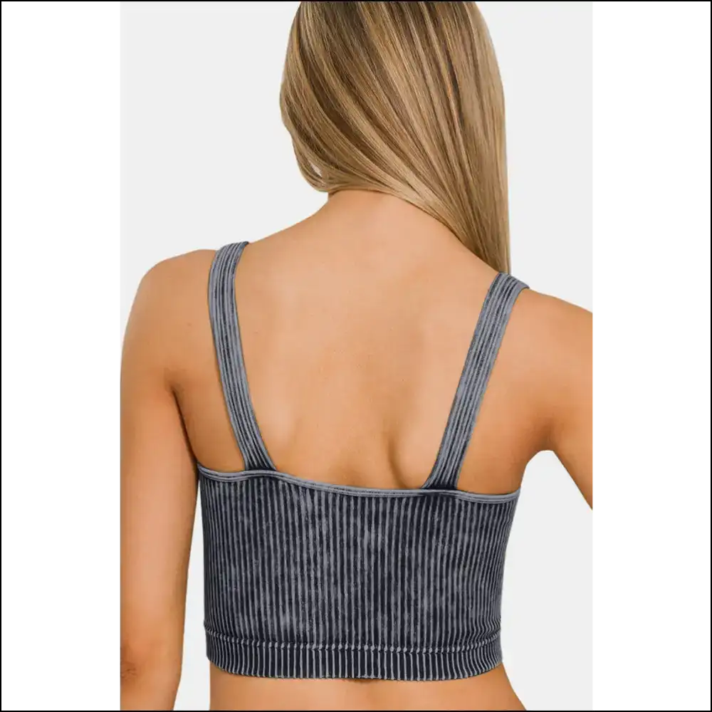 Chic Washed Ribbed Cropped V-neck Tank - Tops on Sale Worldwide Shipping