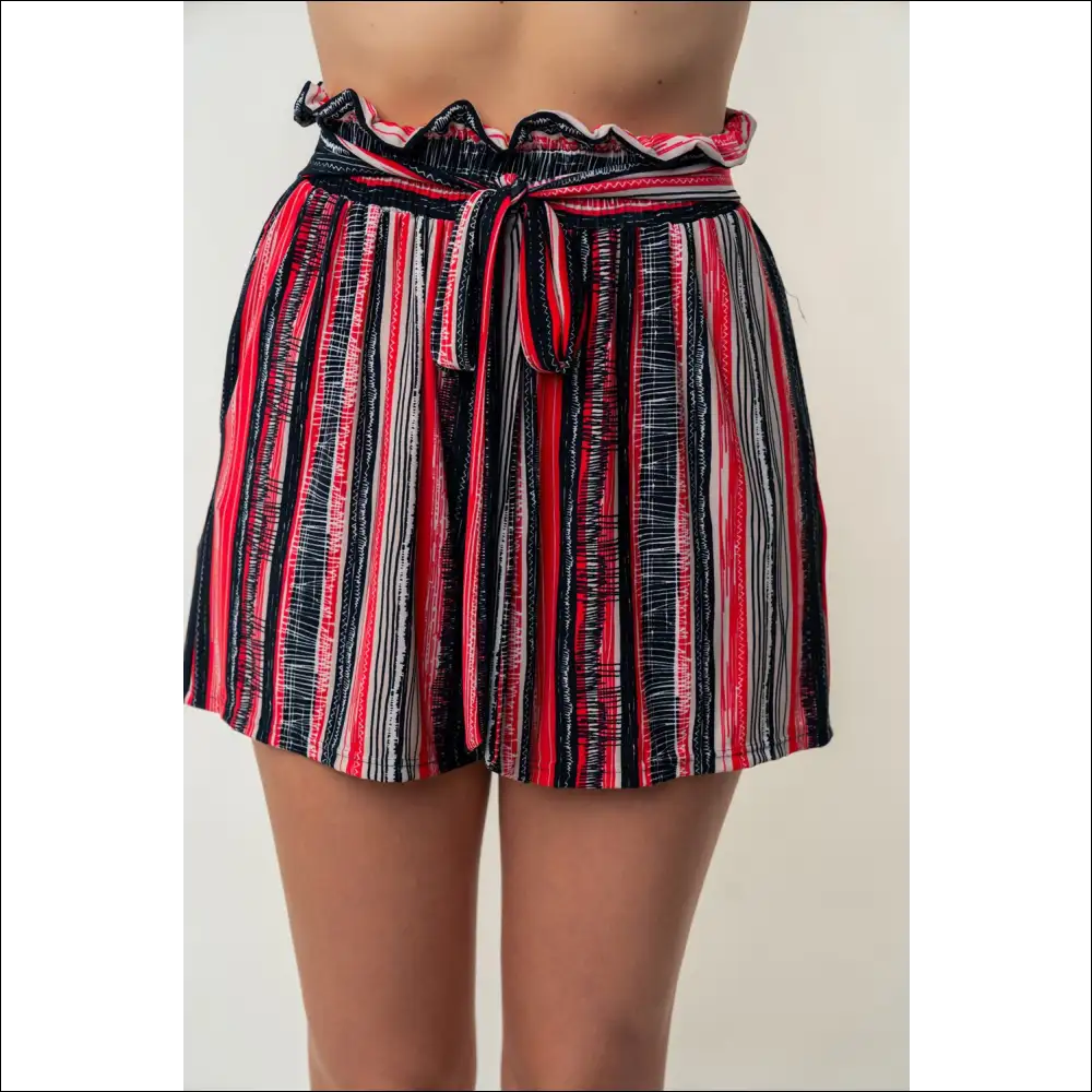 Chic White Birch High-waisted Striped Shorts - Multicolor / 1xl - on Sale Worldwide Shipping