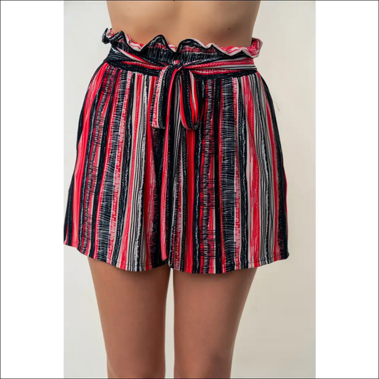 Chic White Birch High-waisted Striped Shorts - Multicolor / 1xl - on Sale Worldwide Shipping