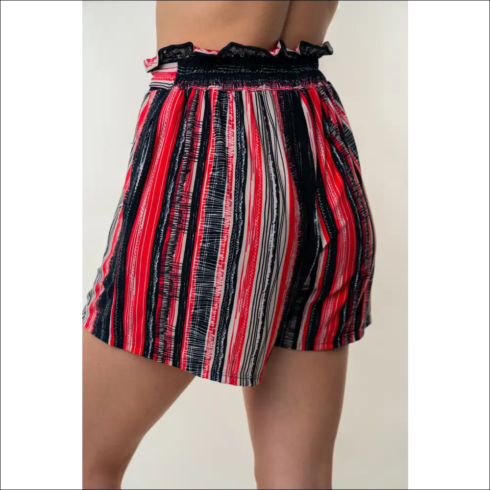 Chic White Birch High-waisted Striped Shorts - on Sale Worldwide Shipping