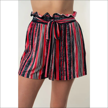 Chic White Birch High-waisted Striped Shorts - on Sale Worldwide Shipping