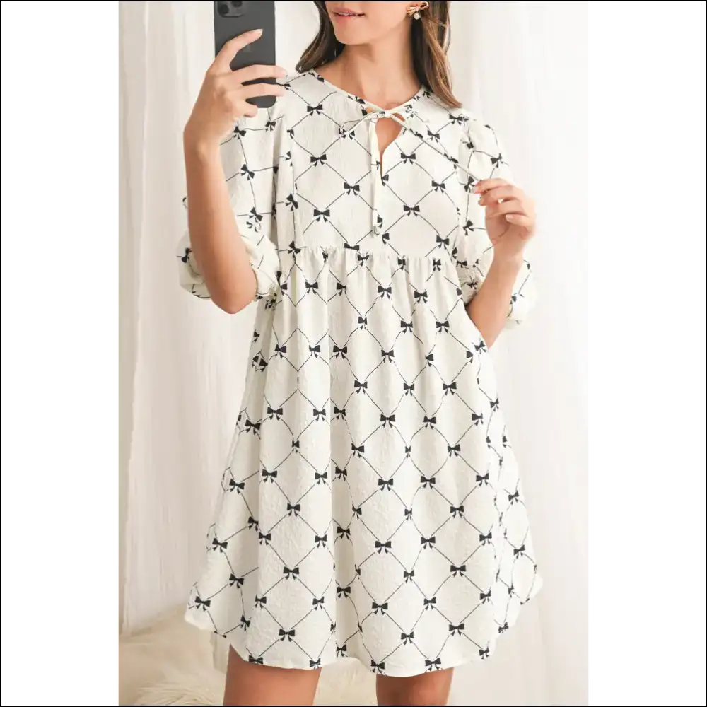 Chic White Bow Dress: Broke but Boujee 🎀 Needful Things - s - Short Dresses on Sale Worldwide Shipping