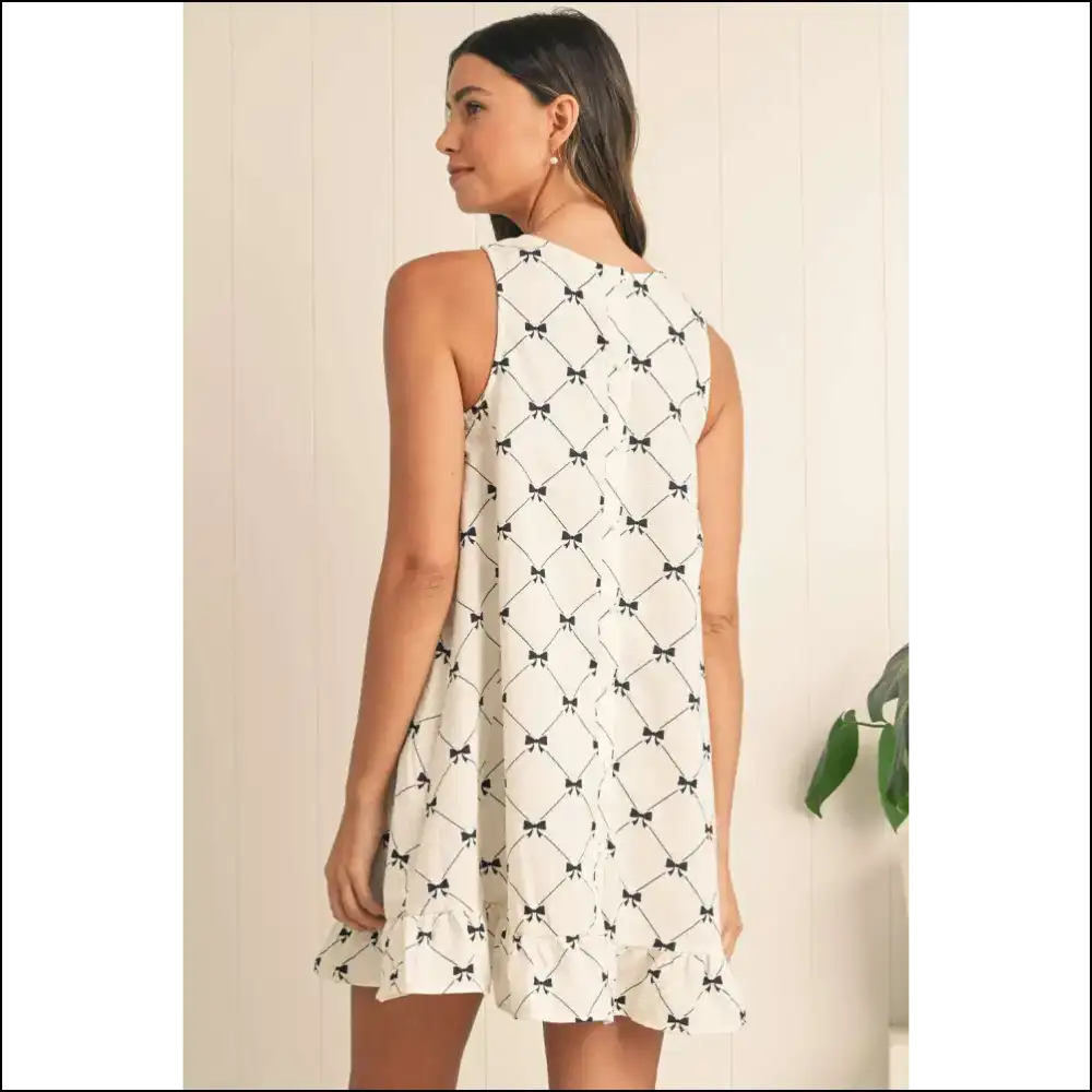 Chic White Bow Sleeveless Ruffle Hem: Dress to Frill! 👑 Needful Things - Short Dresses on Sale Worldwide Shipping