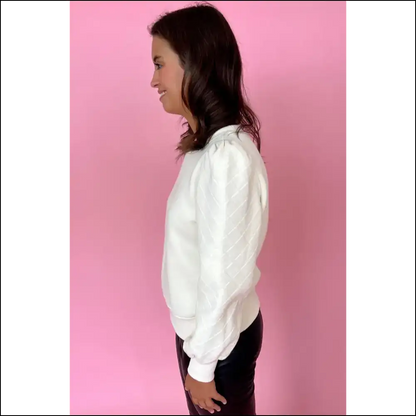 Chic White Checked Puff Sleeve: Fabulous! 💁‍♀️ Needful Things - Sweatshirts & Hoodies on Sale Worldwide Shipping