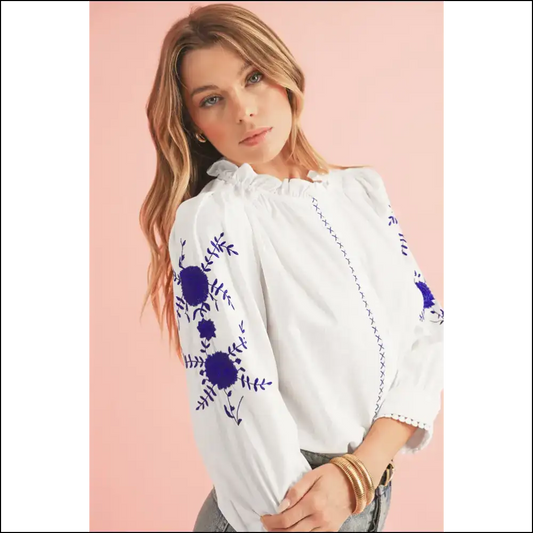 Chic White Floral: Goddess (and Stain-resistant Hopefully) 🌼 Needful Things - s - Blouses on Sale Worldwide Shipping