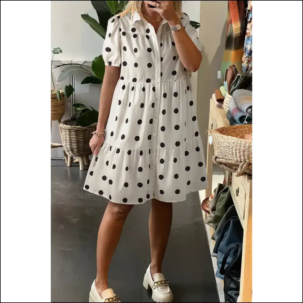 Chic White Polka Dot Dress: Warning May Cause Excessive Twirling - Short Dresses on Sale Worldwide Shipping
