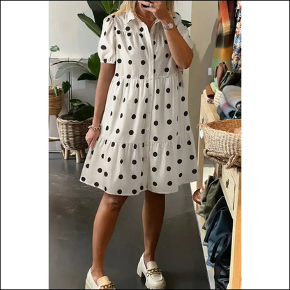 Chic White Polka Dot Dress: Warning May Cause Excessive Twirling - Short Dresses on Sale Worldwide Shipping