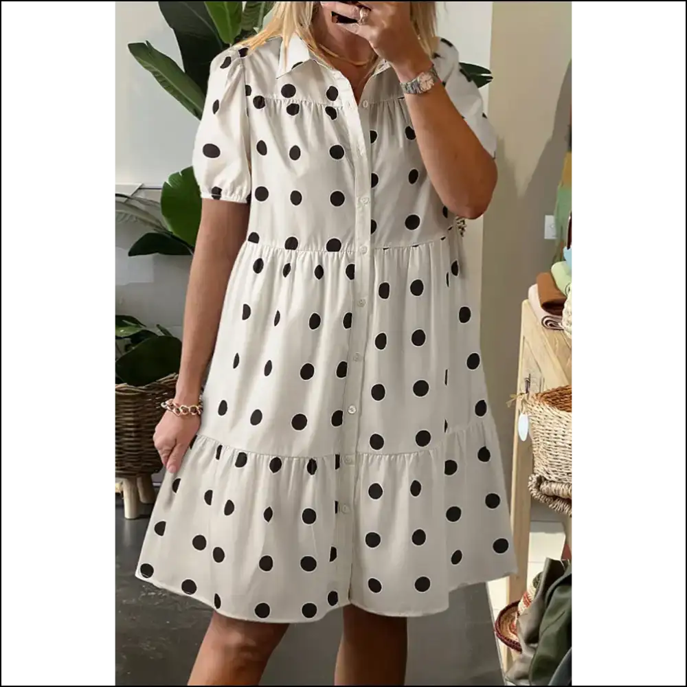 Chic White Polka Dot Dress: Warning May Cause Excessive Twirling - s - Short Dresses on Sale Worldwide Shipping