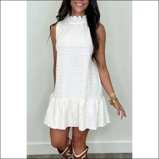 Chic White Ruffle Hem Dress: so Comfy It’s Almost Illegal 😈 Needful Things - s - Short Dresses on Sale Worldwide Shipping