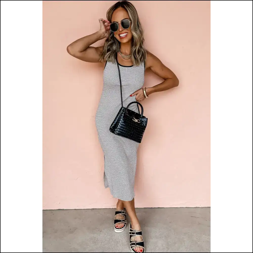 Chic White Striped Dress: Slay Ask Questions Later 💅 Needful Things - Midi Dresses on Sale Worldwide Shipping