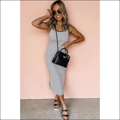 Chic White Striped Dress: Slay Ask Questions Later 💅 Needful Things - Midi Dresses on Sale Worldwide Shipping
