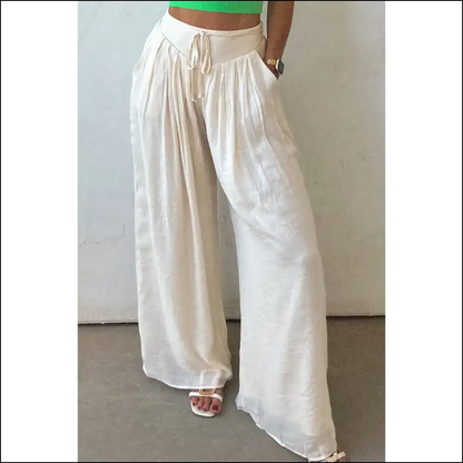 Chic White Tie Waist Pants: Fabulous Leg Prison 😜 - Pants on Sale Worldwide Shipping
