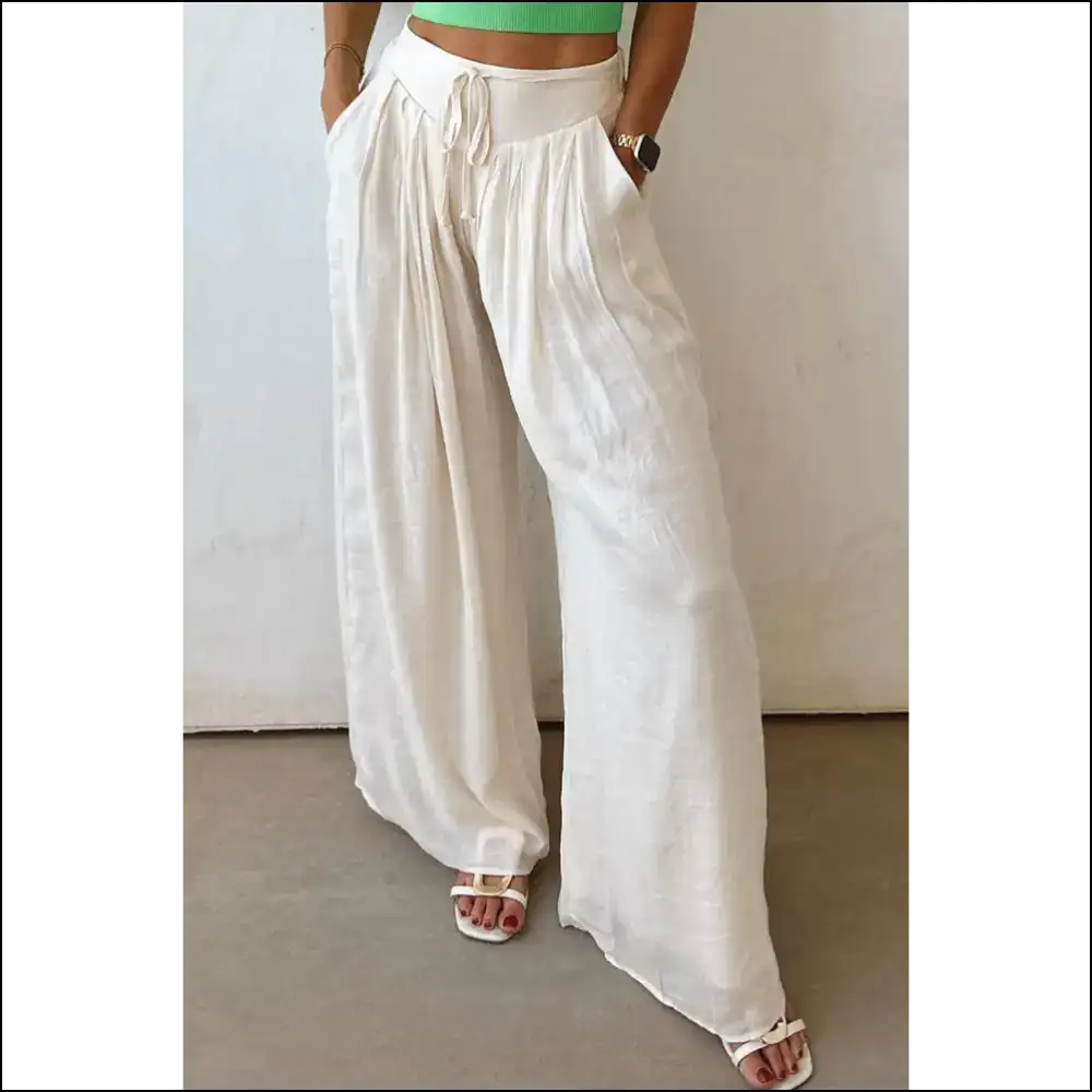 Chic White Tie Waist Pants: Fabulous Leg Prison 😜 - s - Pants on Sale Worldwide Shipping