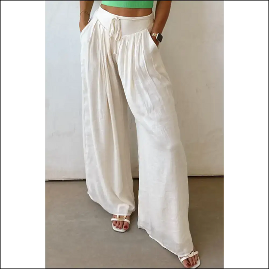 Chic White Tie Waist Pants: Fabulous Leg Prison 😜 - s - Pants on Sale Worldwide Shipping