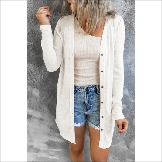 Chic White V-neck Cardigan: so Comfy It’s Practically Therapy 😇 - Xs - Cardigans on Sale Worldwide Shipping
