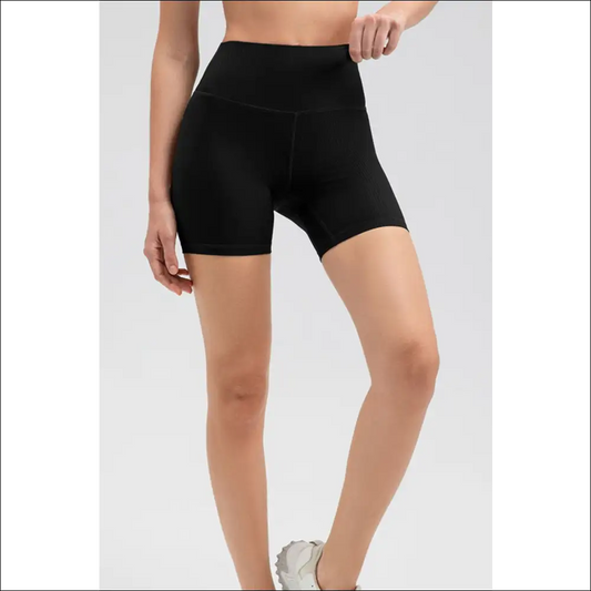 Chic Wide Waistband Slim Fit Sports Shorts - Black / m - on Sale Worldwide Shipping