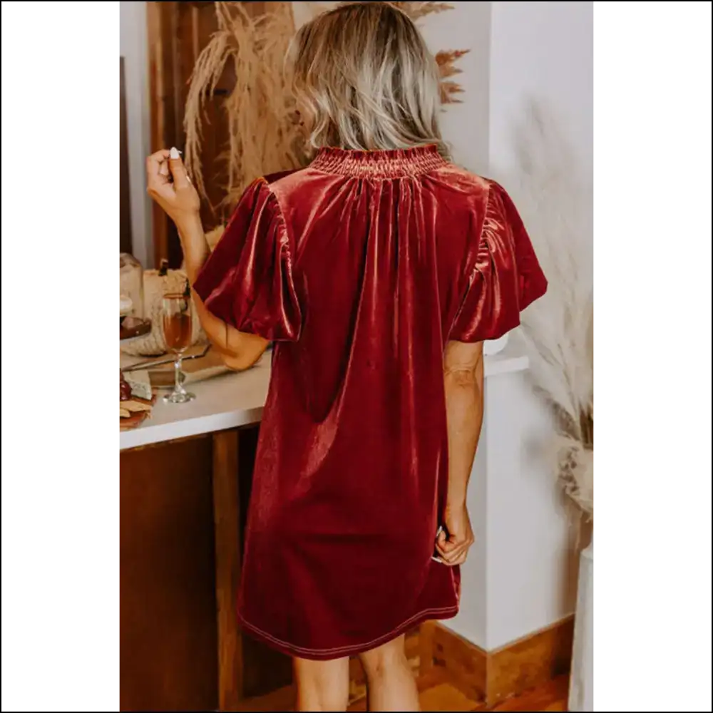 Cinnamon Velvet Puff Sleeve: Dress so Good It’s Criminal 😈 - Short Dresses on Sale Worldwide Shipping
