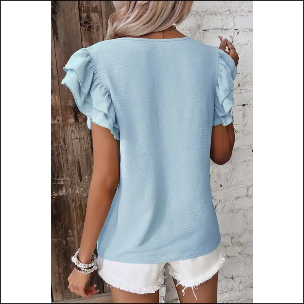 Clearly Aqua Ruffle Sleeve: my New Bff (blouse Friend Forever) 💙 - Blouses on Sale Worldwide Shipping