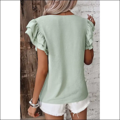 Clearly Aqua Ruffle Sleeve: my New Bff (blouse Friend Forever) 💙 - Blouses on Sale Worldwide Shipping