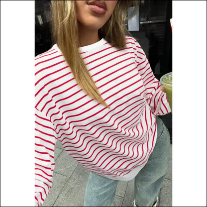 Coffee Striped Cozy: Needful Things’ Vibe Sweatshirt ☕ - Burgundy / s - Sweatshirts & Hoodies on Sale Worldwide Shipping