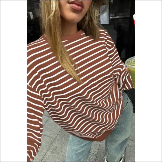 Coffee Striped Cozy: Needful Things’ Vibe Sweatshirt ☕ - s - Sweatshirts & Hoodies on Sale Worldwide Shipping